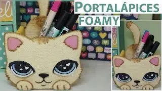 GATITO DE FOAMY O GOMA EVA, PORTALÁPICES O LAPICERO KAWAII. DULCERO, CESTA O CANASTITA.