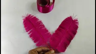 How to make  mini ostrich feather satin ribbon | DIY