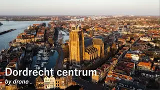 Drone video, Dordrecht centrum, the Netherlands. 4K, part 1.
