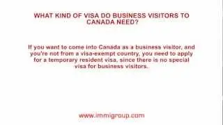 What kind of visa do business visitors to Canada need?