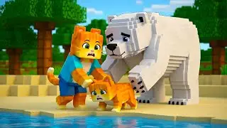 Mama Cat Panics 😱 Kitten in Danger &mdash; Polar Bear Saves The Day | Ginger Minecraft Story 🐱