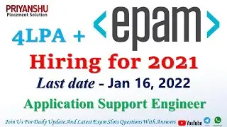 EPAM Recruitment 2021 | EPAM hiring freshers for ASE role | EPAM Salary 4LPA | Last date 16th Jan
