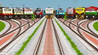 9 TRAINS#️⃣ CROSSING AT BUMPY FORKED RAILROAD TRACKS | RAILROAD CROSSING | Train Videos