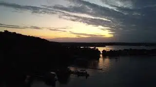 Lake LBJ at Wirtz Dam Sunset Drone Flight