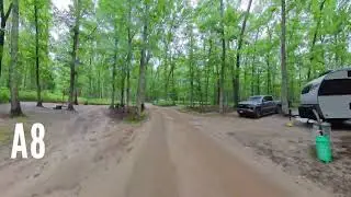 Drive Through Turkey Swamp Park Family Campground with labeled campsites in Freehold Township NJ
