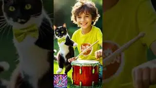 Boy Plays Dhol | Cute Kitten in Tuxedo Tap Dancing 🥁🐱✨#shorts  #cute #animals#dance