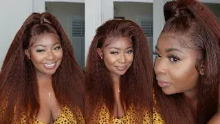 UNDER $200 🔥🧡 Super Natural AUBURN Kinky Straight Wig Install | KLAIYI HAIR