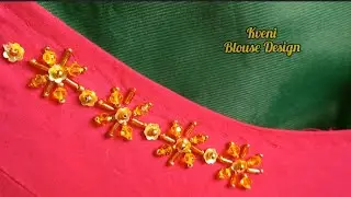 Normal Needle Work Crystal Beads Blouse Design #trending 