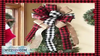 Christmas Tree Topper Buffalo Plaid Red Black Burlap Decorative Bow Review