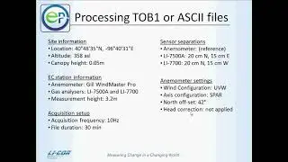 The EC Method: EddyPro Data Processing Software