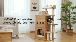 Elevate Your Cat's World: PAWZ Road Wooden Luxury Cloudy Cat Tree（AMT0071BG）