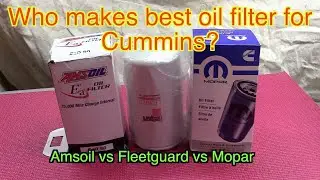 CUMMINS oil filter review, AMSOIL vs Fleetguard vs Mopar. diesel oil filter cummins 6.7 Mopar filter