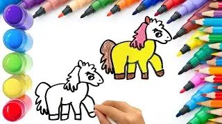 How To Draw cute Horse Drawing, Painting & Coloring For Kids and Toddlers_ Child Art 🐋🌈🎨