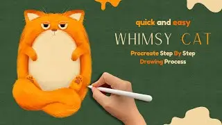 Funny Drawing Idea for Beginners | How to Draw a Whimsical Cat in Procreate | Simple Illustration