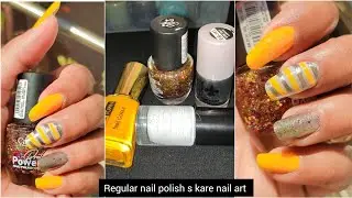 haldi ceremony nail art design for regular nail polish 💅nail art for beginners#viral