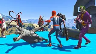 GTA 5SPIDER-MAN HITTING SUPERHEROES HARD! MAZE ADVENTURE!(Falls Ragdolls Moments) Ep.54