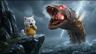 Kitten in Danger! 🚨 Dad Cat Transforms into Ocean King to Fight Robotic Sea Serpent | AI Cat Stories