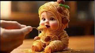 Adorable Spaghetti Baby | Cute ASMR Eating Pasta Viral Image🌭🍝🌮🍕