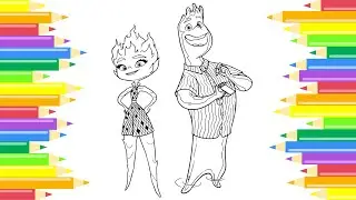 Wade and Ember from Disney Elemental Colouring