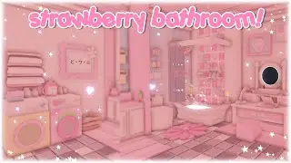 ꒰ adopt me kawaii vip house speed build part 9 strawberry bathroom ♡ roblox ꒱
