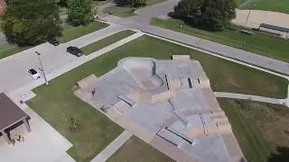 Flyover of Knoxville, Iowa Skatepark by Spohn Ranch