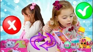 DESAFIO DA TROCA DE LANCHEIRAS COM BRINQUEDOS SURPRESA 4 - Jéssica Godar e Laurinha e Helena