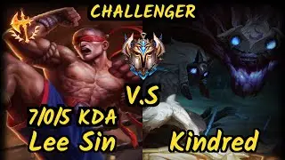 Tarzan (LEE SIN) vs KINDRED - 7/0/5 KDA JUNGLE CHALLENGER GAMEPLAY - KR v9.7