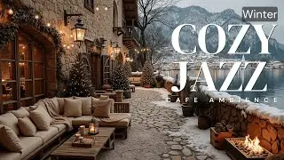 Cozy Winter Jazz Cafe Ambience for Relaxation ~ Smooth Piano Music & Fireside Snowfall