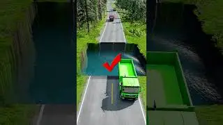 Dump trucks crossing water pit #64 | #carsvsstairs #beamng #carsvsrpothole #beamngpotholes