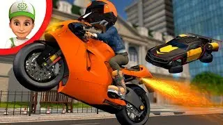Motorcycle runs away from police. Kids Police Car Cartoon. Race Car Cartoons for kids. Car kids ride