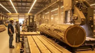 Sawing an imported old teak into a beautiful board #Material processing plant#wood 