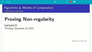 UIUC CS 374 FA 20: 6.1. Alas, not all languages are regular