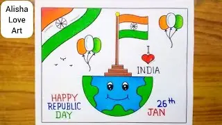 Republic Day Drawing / Happy Republic Day Drawing Easy / Republic Day Poster Drawing / 26 January