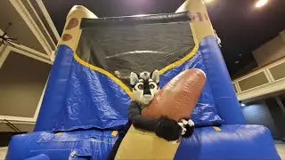 Aggressively Petting The Bounce House