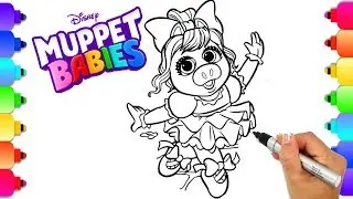 Disney Muppet Babies Miss Piggy Ballerina Coloring Page Glitter Art | Muppet Babies Coloring Book