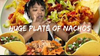 Eating Show|Huge nacho plate| Green screen super fail😖