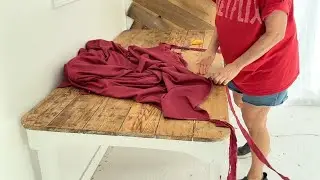 She rips up a red bedsheet for this BRILLIANT porch idea!