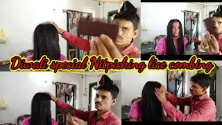 Diwali special front over face Nitpicking lice picking And Nitcombing vedio