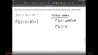 Finding Local Maximum and Minimum using Critical Values
