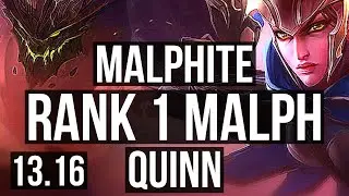 MALPHITE vs QUINN (TOP) | Rank 1 Malph, 5/0/12, Rank 18 | NA Challenger | 13.16