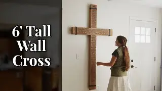 Large Wall Cross Installation (6' Walnut Cross for Wall)
