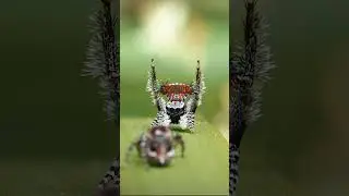 #This male peacock spider, Maratus pinniger dances for a five legged Lady 💥 @flynn prall #ausgeo#spi