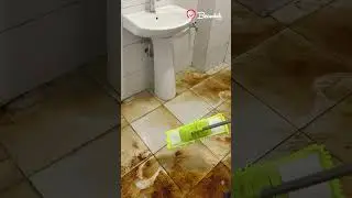 Satisfying Dirty Bathroom Floor Clean Up 🤢🧽✨ #easy #bathroomfloor #cleaning #trick