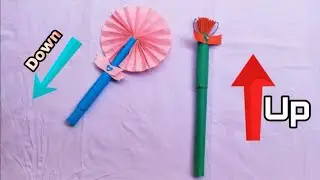 DIY - paper Flower fan || beautiful fairy magic wand || pull down will turn into beautiful fan