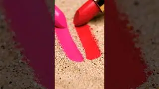 Dual Lipstick Sand Swipe 💄🏖️ | Crunchy + Creamy ASMR #asmr #relax #oddlysatisfying #lipstick