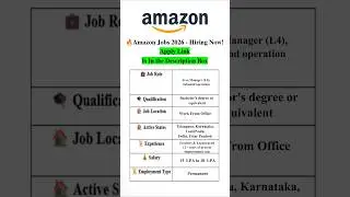 Amazon Jobs Area Manager (L4) Jobs | Amazon Work From Office Jobs #amazon #amazonjobs