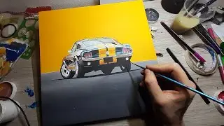 Pintando un Mustang 69 /  Como dibujar un carro realista /Speed painting realistic car