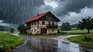 ASMR Rain Sounds - Heavy Rain Ambience with Dark Cloudy Sky