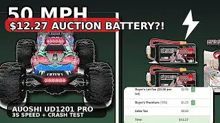 50MPH on a $12 Auction Battery?! Auoshi UD1201 Pro Speed Test + HARD Crashes