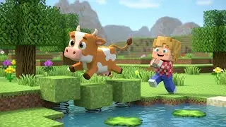 Minecraft Baby Cow Jumped in the Water 🌊 | Kids Songs & Nursery Rhymes